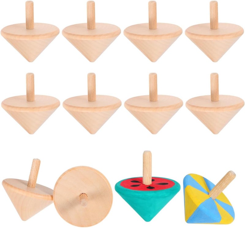 NUOBESTY 12Pcs Wooden Spinning Top Unfinished Craft Wood Gyroscopes for Kids Children DIY Toys Party Favors - Image 1